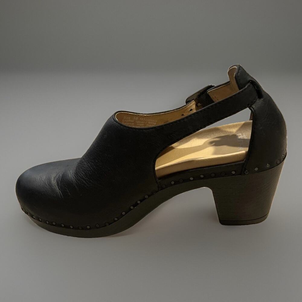 DANSKO SASSY Black Milled Burnished Leather Clogs Slingback Sz EU 38 US 7.5-8 - Picture 2 of 7